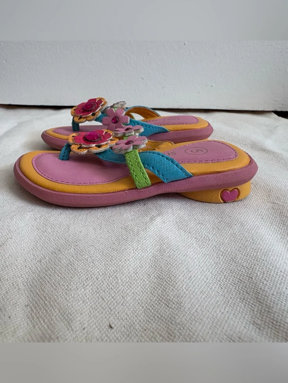 SmartFit Toddler Girls Multicolor Floral Flip Flop Sandals Slip On Size 5